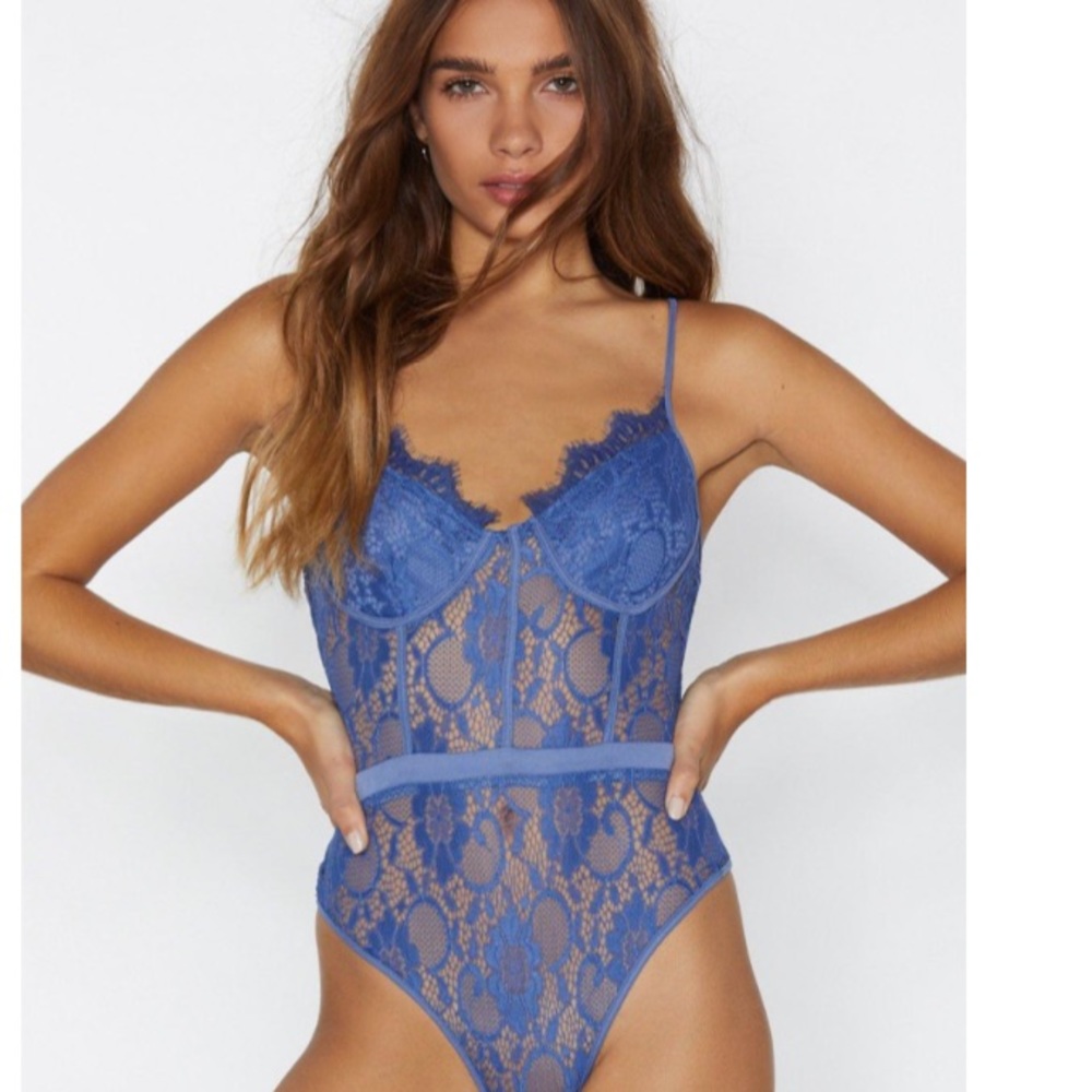 Blue Lace Bodysuit - Picture 1 of 8